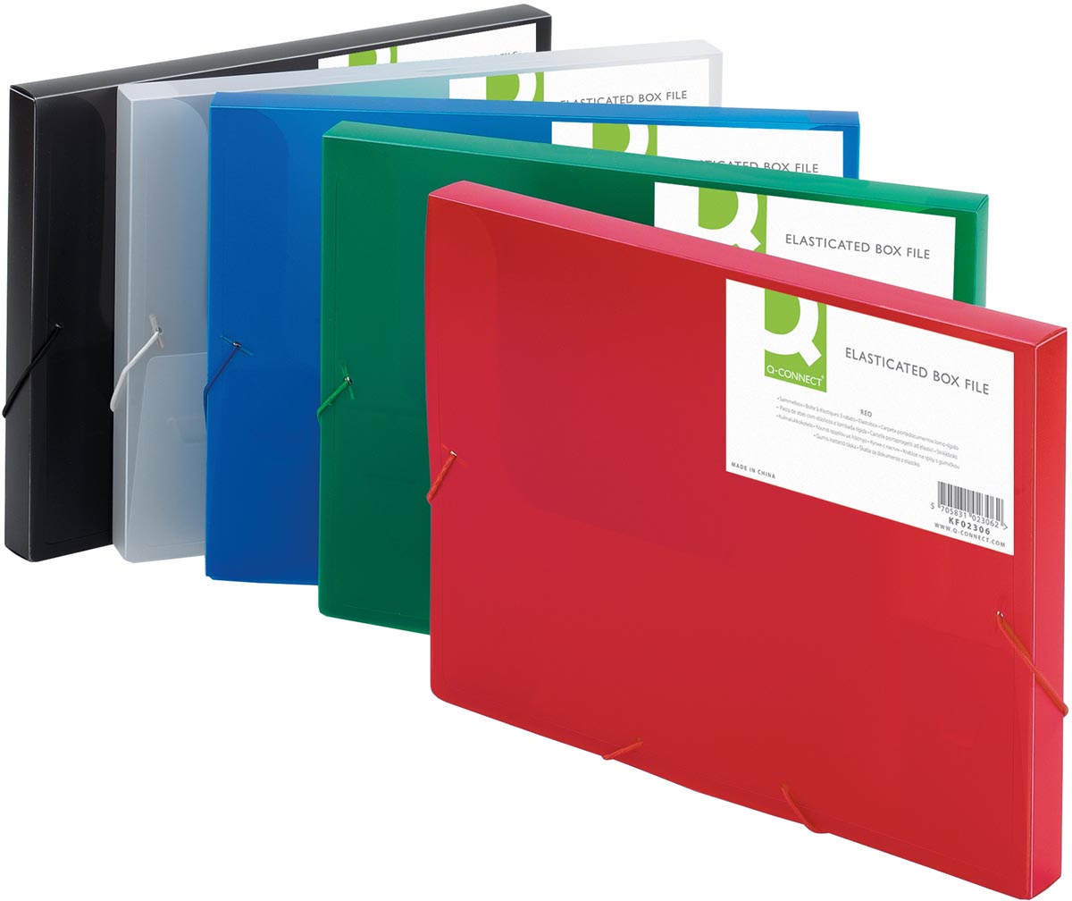 Q-CONNECT elastobox A4 met elastieken rood PP 25 mm rug