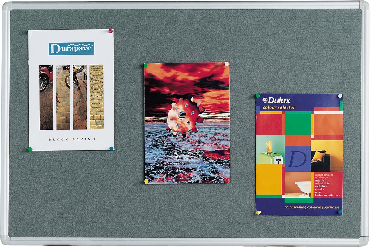 Q-CONNECT textielbord met aluminium frame grijs 60 x 45 cm