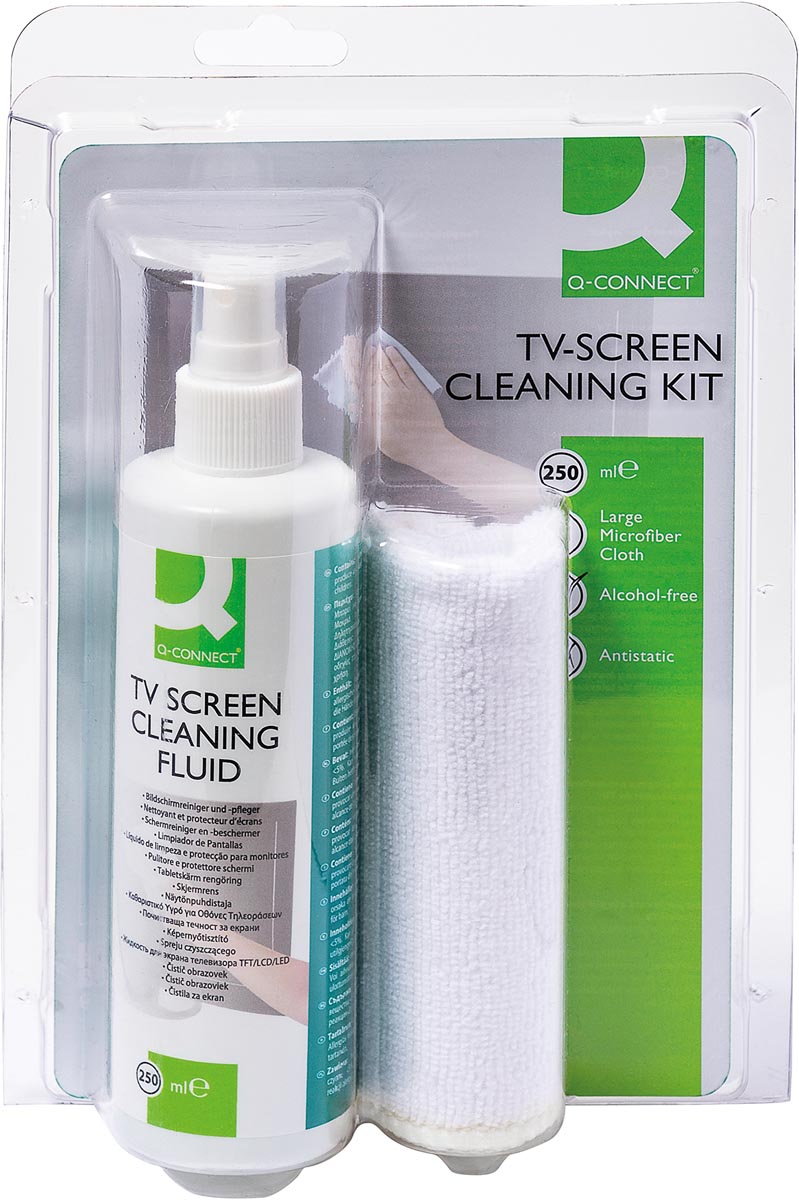 Q-CONNECT reinigingsspray voor scherm en toetsenbord 250 ml inclusief doek