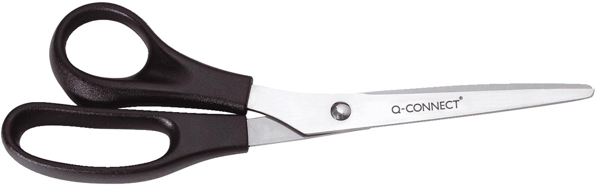 Q-CONNECT schaar links 21 cm RVS zwarte kunststof handgreep ronde punt