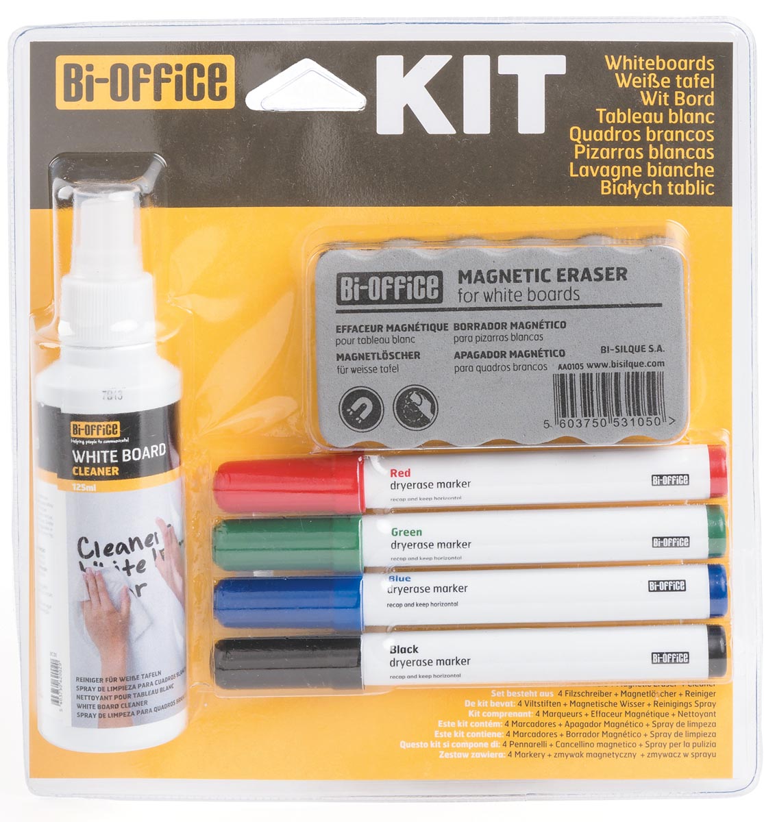 Bi-Office starterskit voor niet-magnetische whiteboards 230x210x40 mm