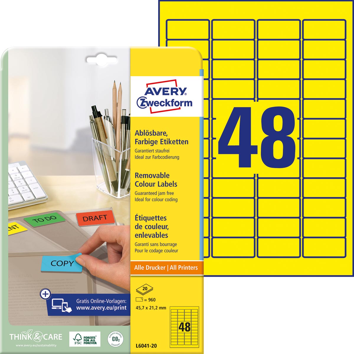 Avery Mini-etiketten geel