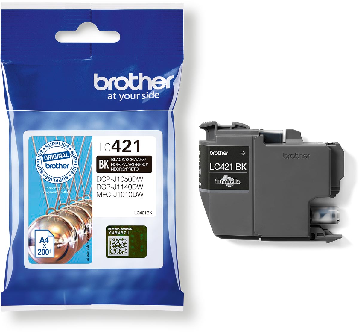 Brother inktcartridge,  200 pagina's, OEM LC-421BK, zwart