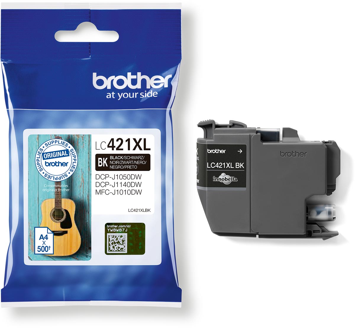Brother inktcartridge,  500 pagina's, OEM LC-421XLBK, zwart
