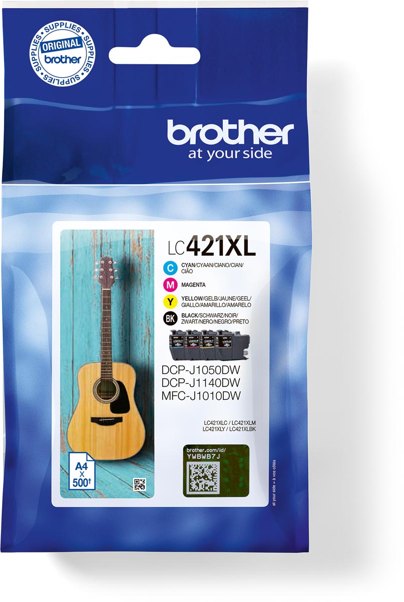 Brother inktcartridge,  500 pagina's, OEM LC-421XLVAL, 4 kleuren