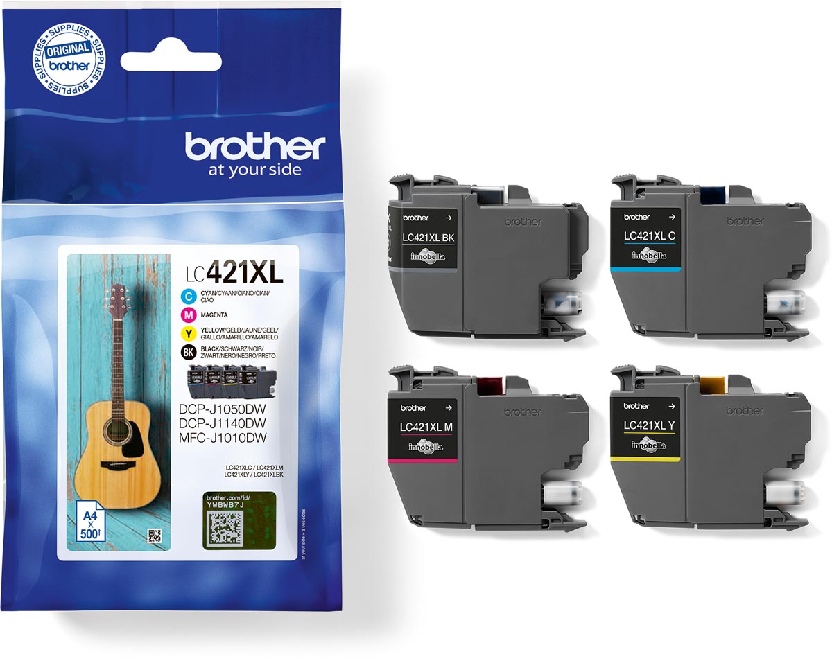 Brother inktcartridge,  500 pagina's, OEM LC-421XLVAL, 4 kleuren