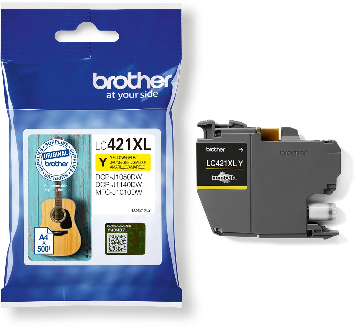 Brother inktcartridge,  500 pagina's, OEM LC-421XLY, geel