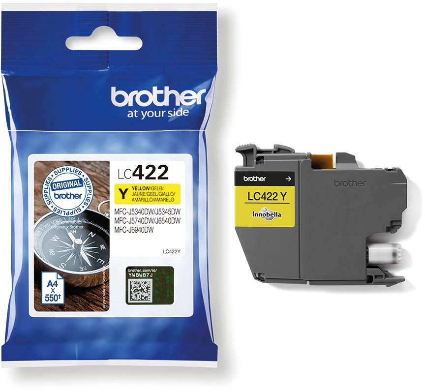 Brother inktcartridge, 550 pagina's, OEM LC-422Y, geel