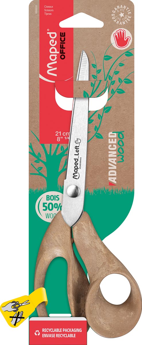 Maped Office Advanced Wood schaar voor linkshandigen 21 cm bruin 50% houtstof