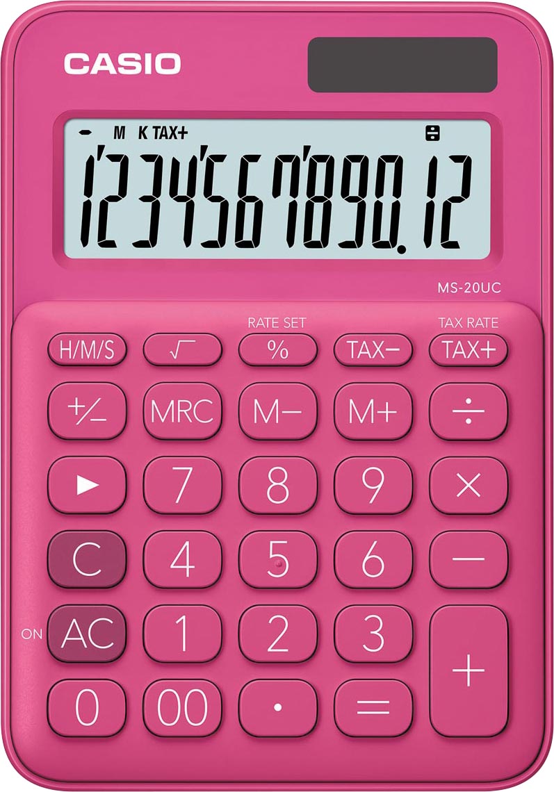 Casio MS-20UC bureaurekenmachine rood plastic 2,3 x 10,5 x 14,95 cm