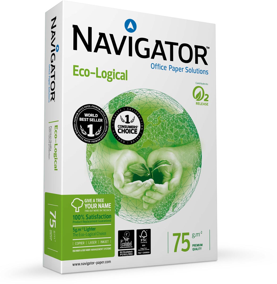 Navigator Eco-Logical printpapier A4 wit 75 g/m² pak van 500 vel