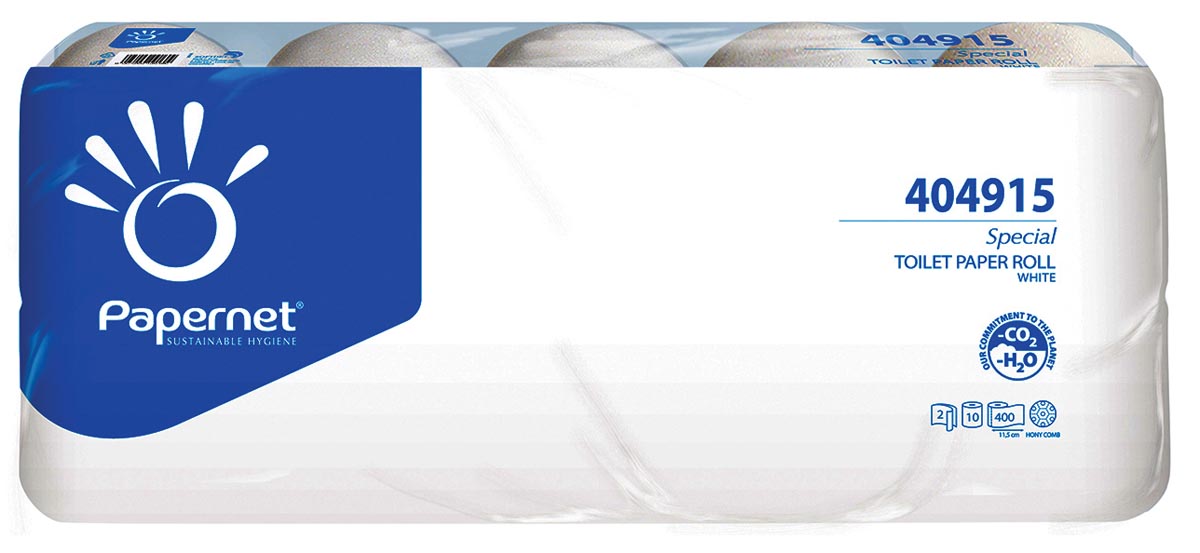Papernet toiletpapier Special 2-laags wit 400 vellen 10 rollen 100% gerecycleerd papier