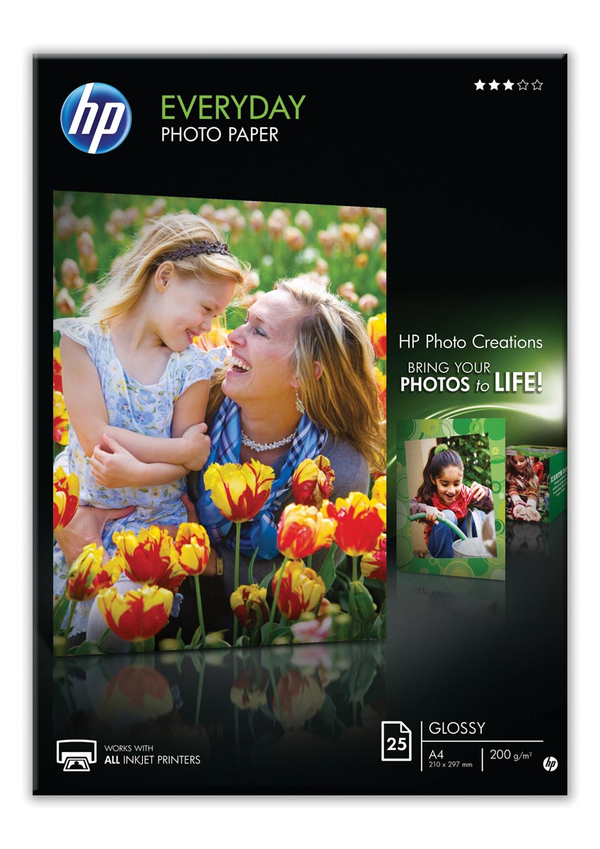 HP Everyday fotopapier ft A4, 200 g, pak van 25 vel, glanzend