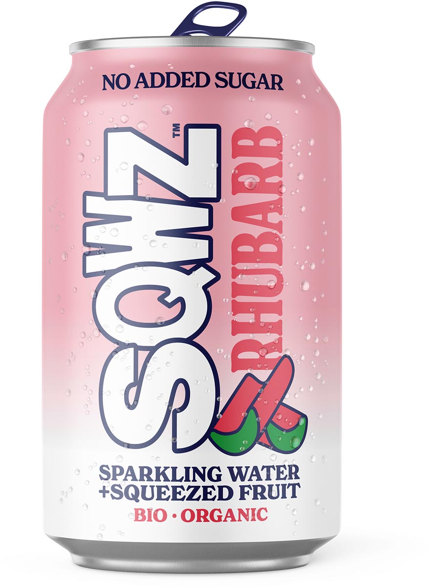 SQWZ Rhubarb BIO frisdrank blikje 33 cl pak van 12 stuks ecologisch