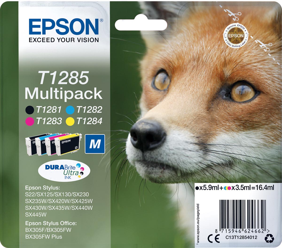 Epson inktcartridge T1285 4 kleuren OEM C13T12854012 140-225 pagina's