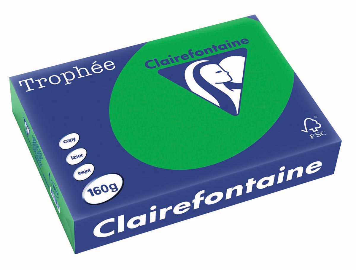 Clairefontaine Trophée Intens, gekleurd papier, A4, 160 g, 250 vel, bijartgroen