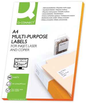 Q-CONNECT witte etiketten rechte hoeken 210 x 297 mm 100 vel 1 etiket per vel