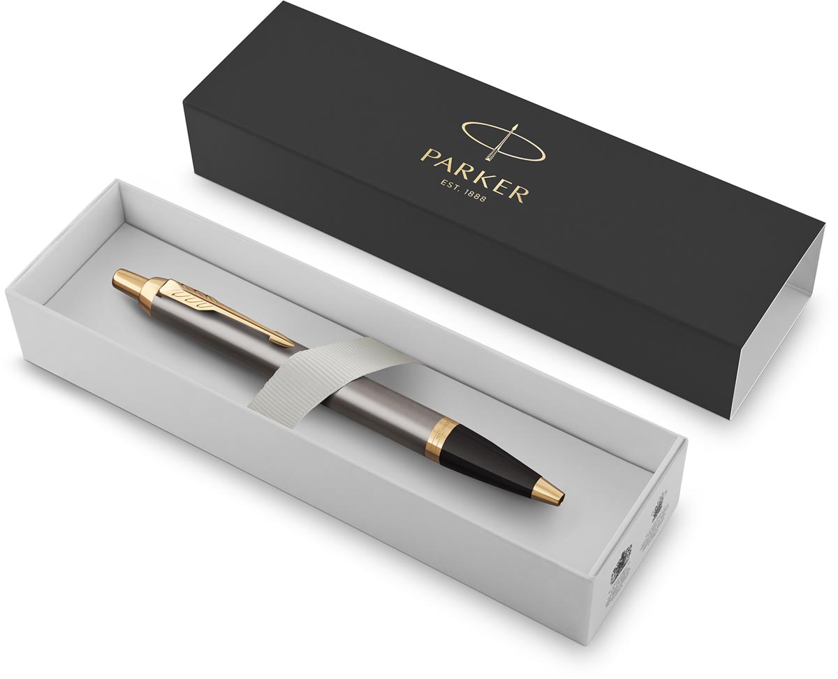 Parker IM Premium balpen grijs GT medium geanodiseerd aluminium blauw