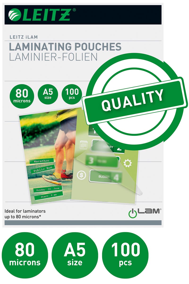 Leitz Eva lamineerhoes ft A5, 160 micron (2 x 80 micron), pak van 100 stuks