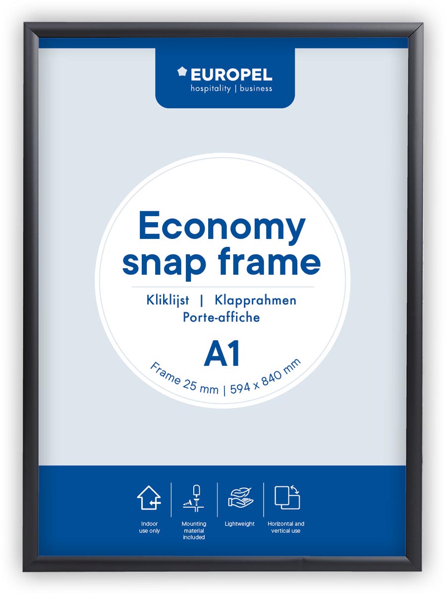 Europel clicklijst Economy, 25 mm, ft A1, zwart