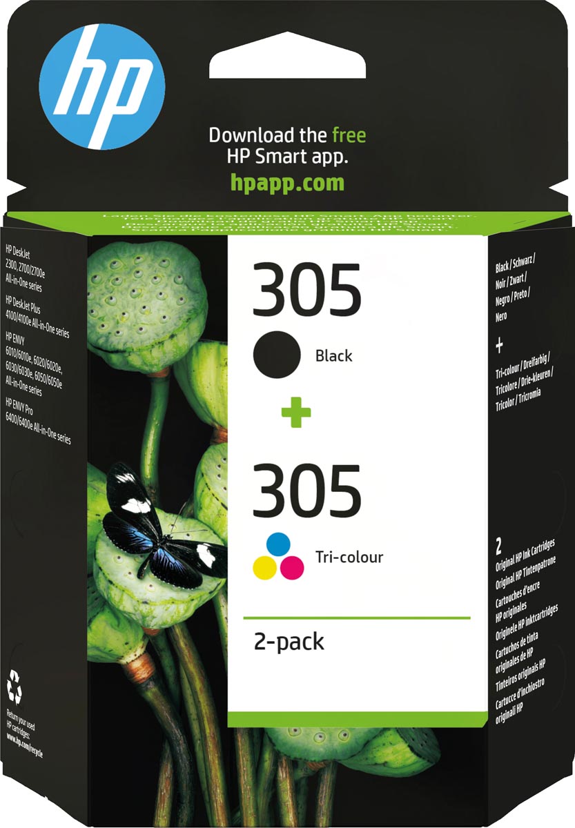 HP inktcartridge 305 zwart en 3 kleuren OEM 6ZD17AE, 100-120 pagina's