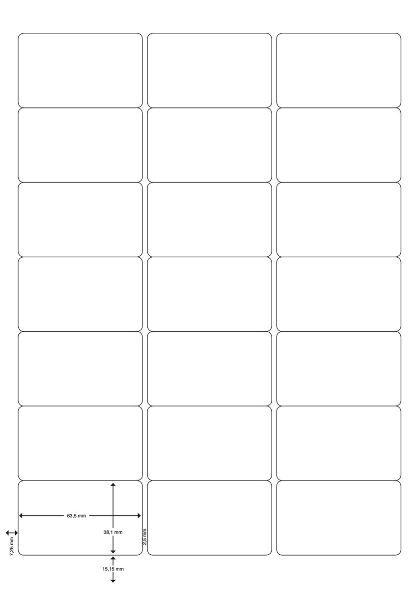Q-CONNECT witte etiketten met ronde hoeken 63,5 x 38,1 mm 2100 stuks ecologisch