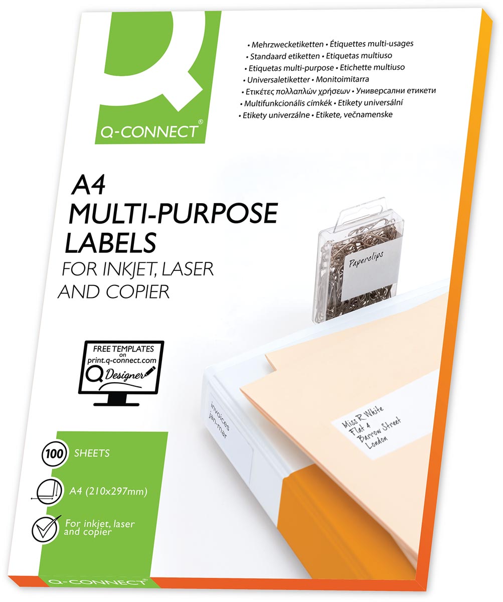 Q-CONNECT witte etiketten rechte hoeken 105 x 74 mm 800 stuks ecologisch