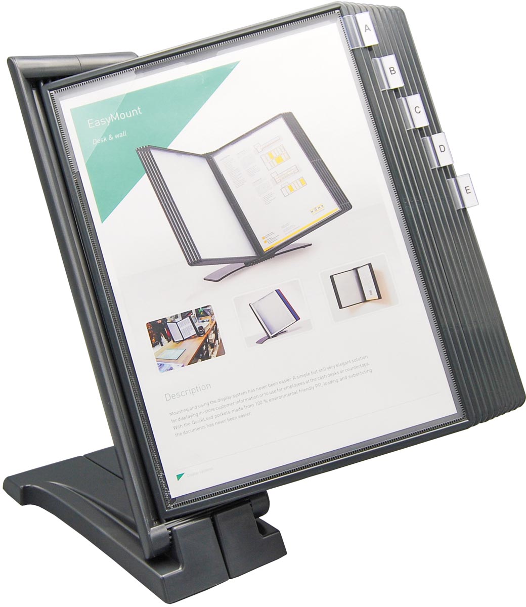 Q-CONNECT bureaustandaard Quickfind grijs plastic 450x245x88 mm met 10 tassen