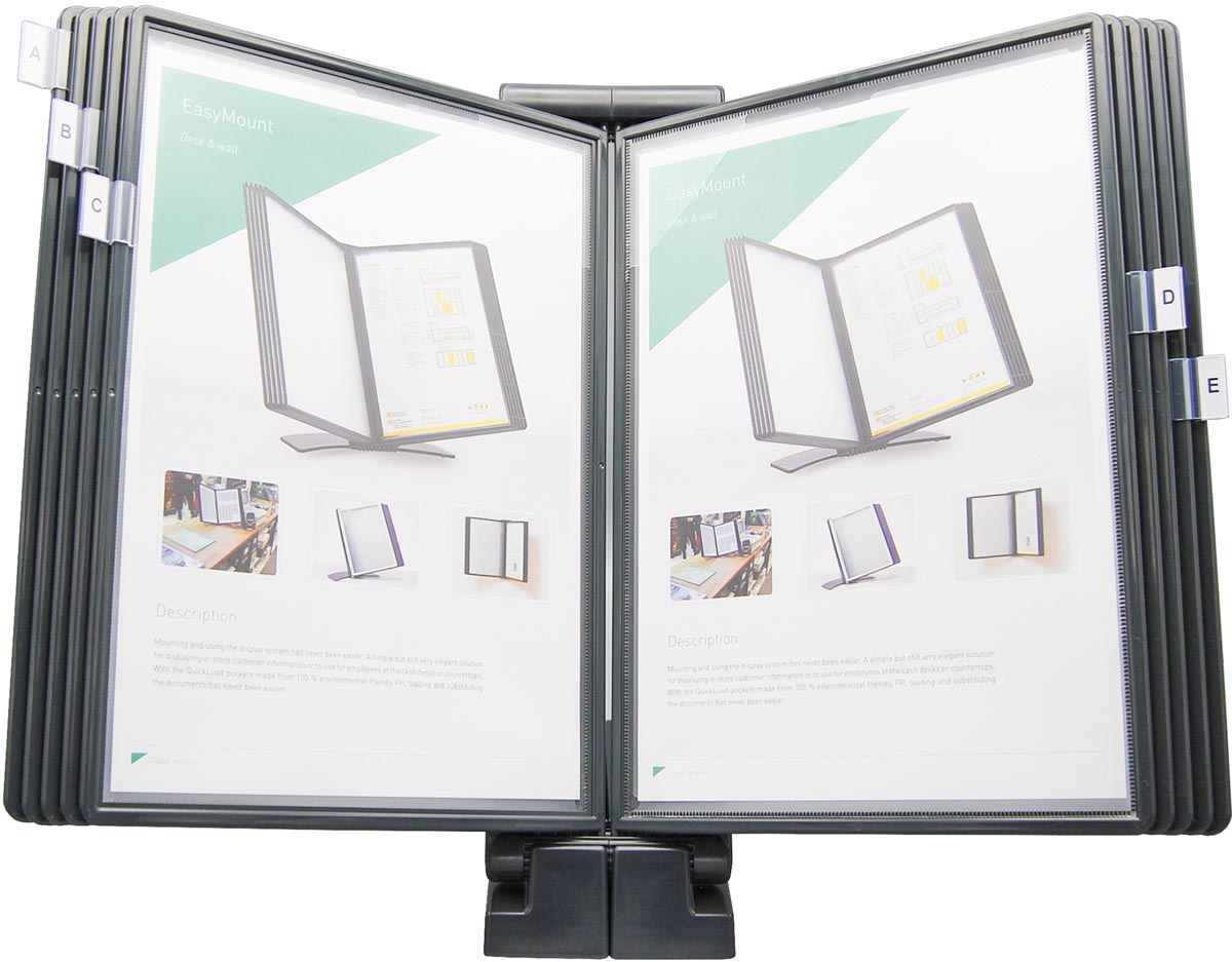 Q-CONNECT bureaustandaard Quickfind grijs plastic 450x245x88 mm met 10 tassen