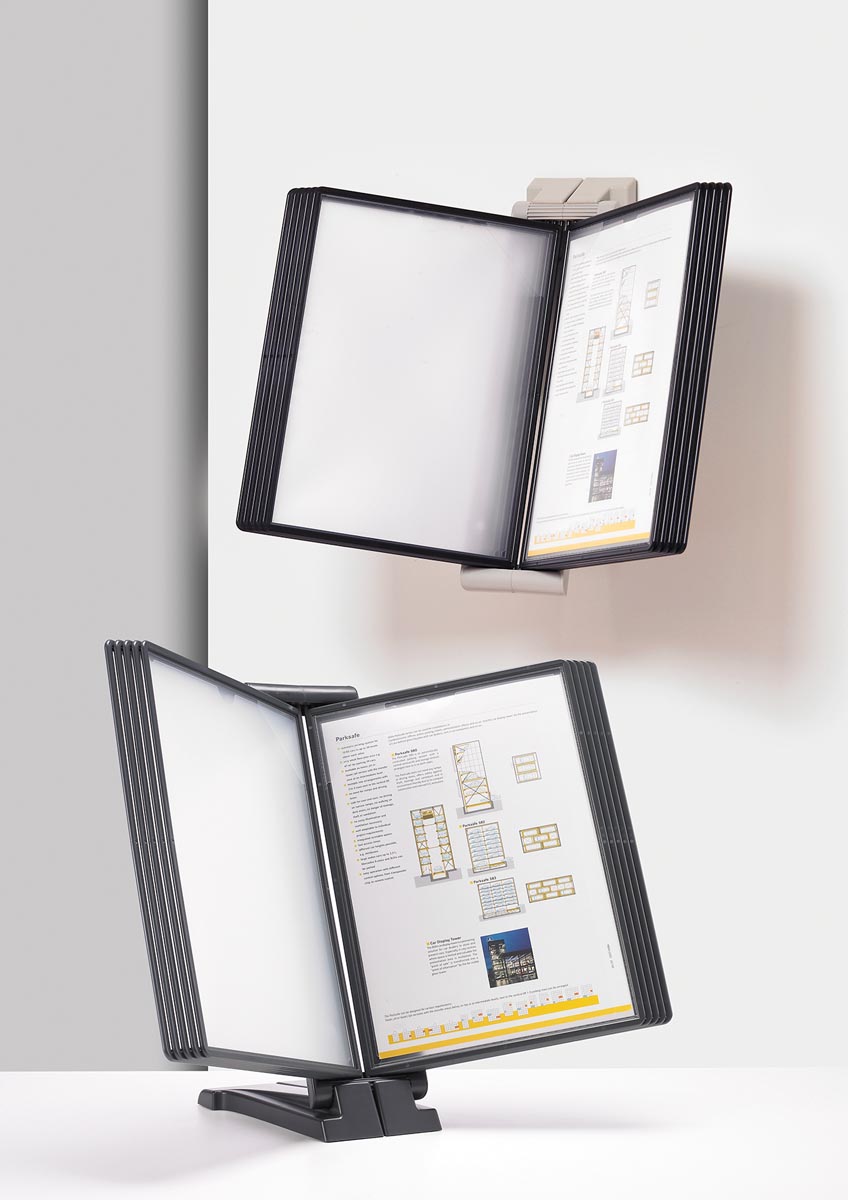 Q-CONNECT bureaustandaard Quickfind grijs plastic 450x245x88 mm met 10 tassen