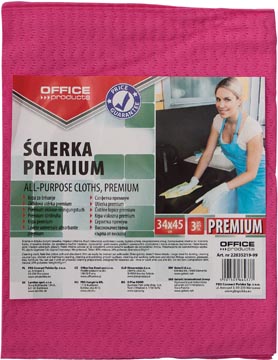 OFFICE products huishouddoekjes, premium, 34 x 45 cm, geassorteerde kleuren, pak van 3 stuks