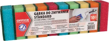 OFFICE products schuurspons, 4,6 x 7,4 cm, pak van 10 stuks in geassorteerde kleuren