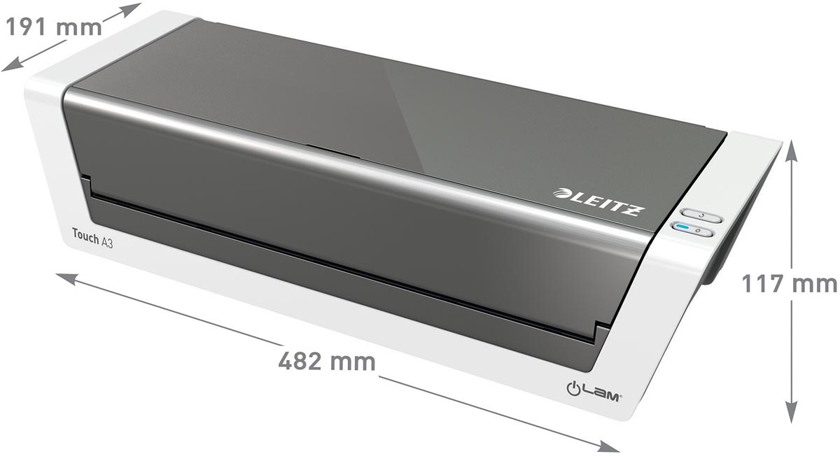Leitz iLAM Touch 2 lamineermachine voor A3 formaat grijs zwart wit