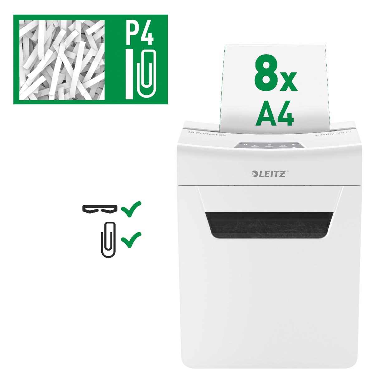 Leitz IQ Protect Premium papiervernietiger grijs 8 pagina's capaciteit