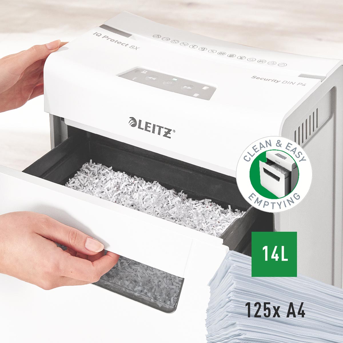 Leitz IQ Protect Premium papiervernietiger grijs 8 pagina's capaciteit