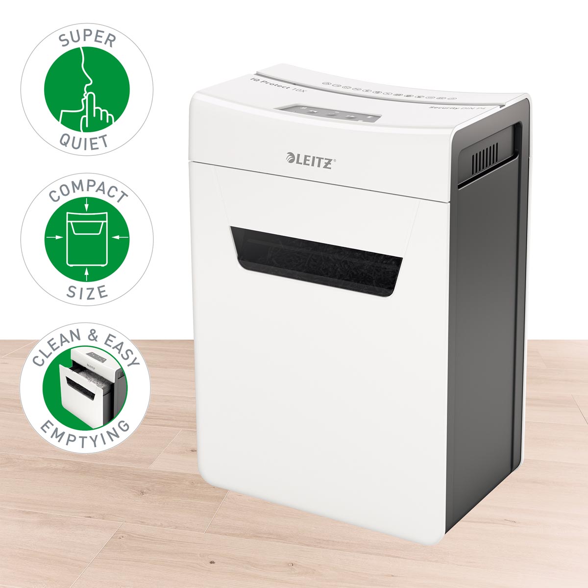 Leitz IQ Protect Premium papiervernietiger grijs 10 pagina's capaciteit
