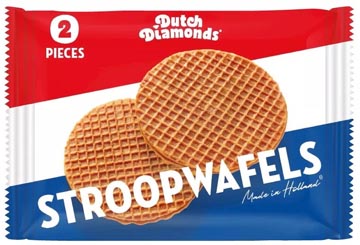 Dutch Diamonds stroopwafels, per 2 verpakt, 2 x 40 g