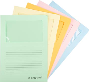 Q-CONNECT L-map met venster A4 lichte geassorteerde kleuren 120 g/m² pak van 100 stuks