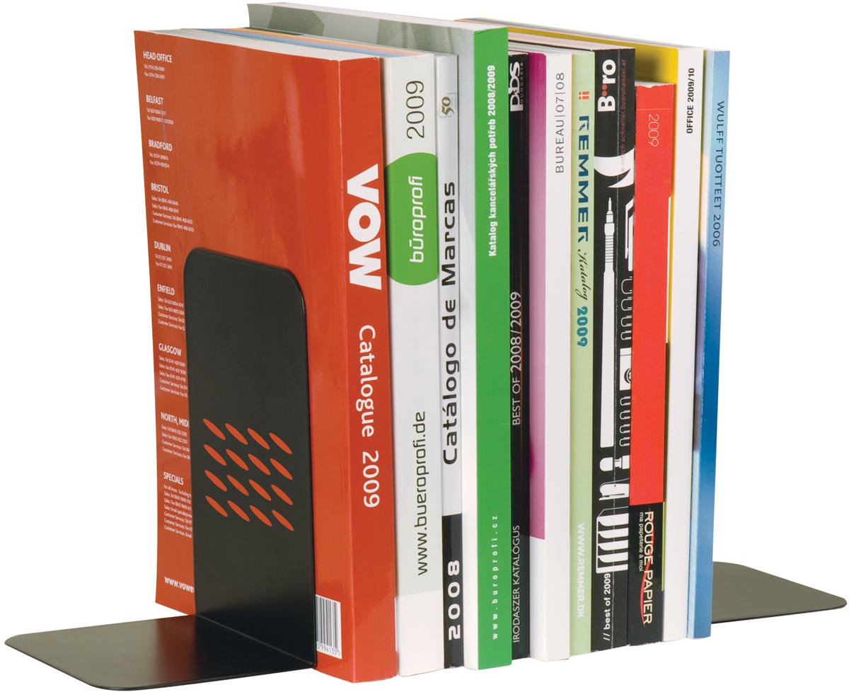 Q-CONNECT boekensteun set van 2 stuks metaal zwart 190x135x110 mm