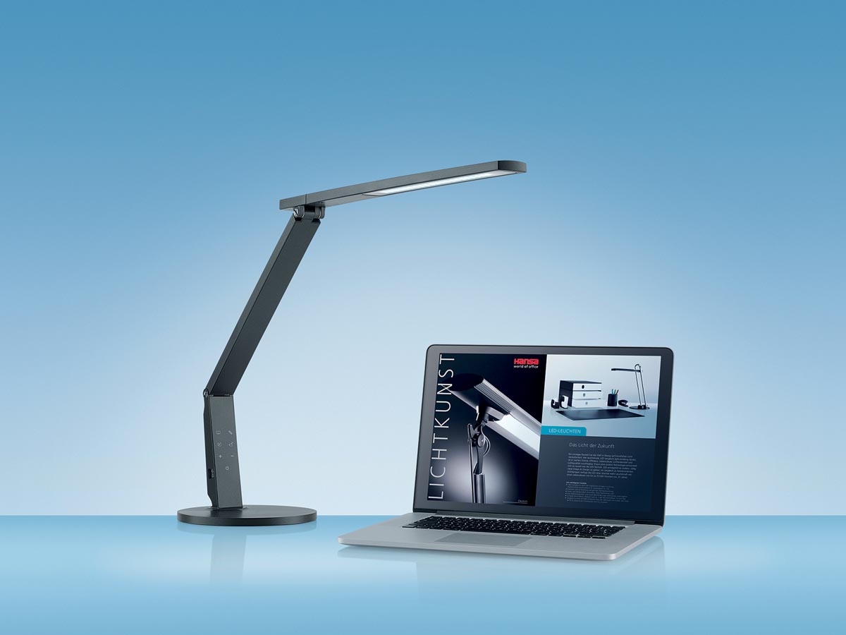 Hansa bureaulamp Vario Plus LED antraciet ABS metaal 555x225x85 mm