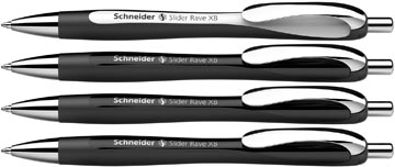 Schneider balpen Slider Rave, extra breed, blauwe inkt, zwart, doos van 3 + 1 gratis
