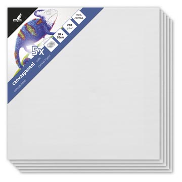 Kangaro canvaspaneel 30 x 30 cm wit 100% katoen pak van 5 stuks