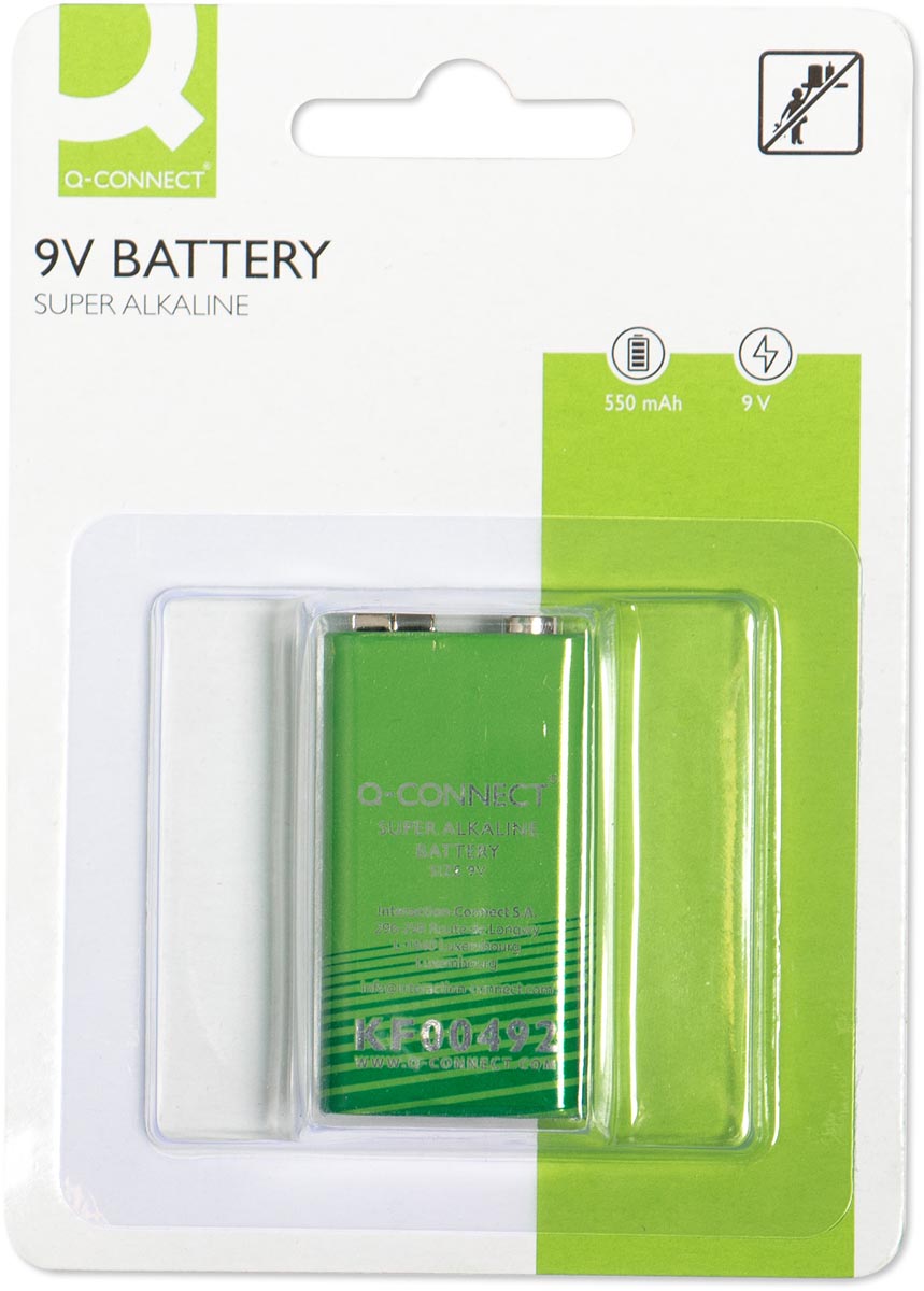 Q-CONNECT alkaline batterij 9V E-formaat 52 g algemeen gebruik