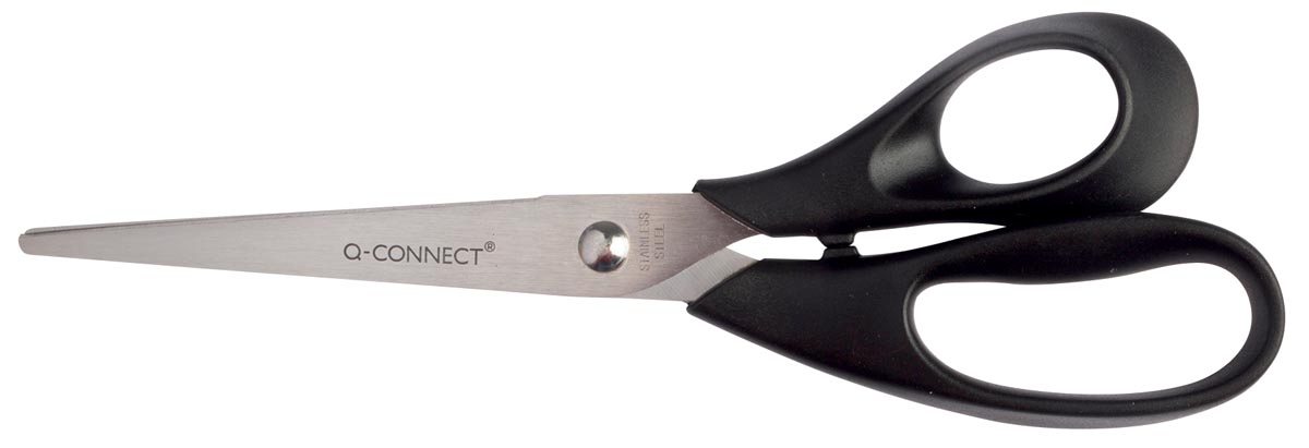 Q-CONNECT schaar rechts 21 cm RVS zwart ronde punt 1 stuk