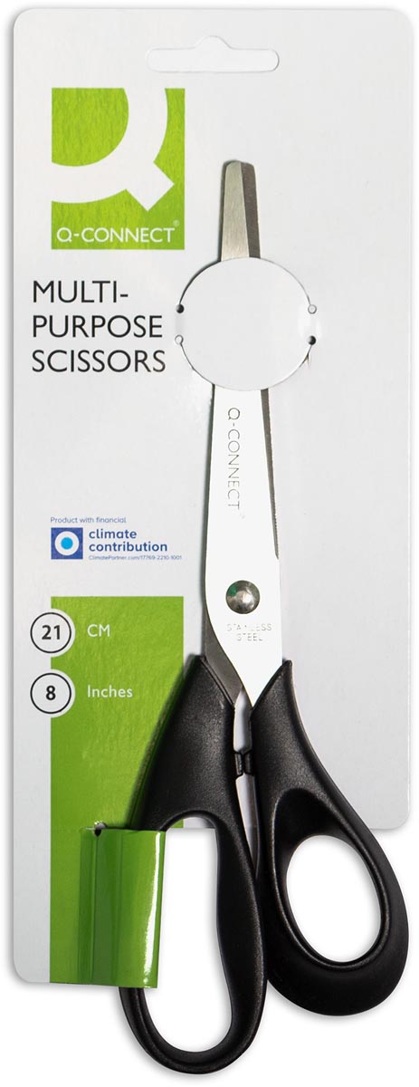Q-CONNECT schaar rechts 21 cm RVS zwart ronde punt 1 stuk