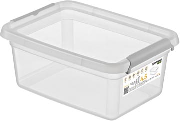 DONAU Home opbergdoos kunststof transparant 4,5 liter met 2 clips sluiting