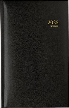 Brepols Interplan Lima Zakagenda zwart 90 x 160 mm effen kunstleder 52 pagina's