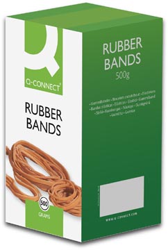 Q-CONNECT elastieken 16 mm breed, 180 mm lang, 75% natuurrubber, 500 stuks