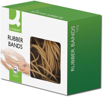 Q-CONNECT elastieken 1,5 mm breed, 100 mm lang, 100 stuks natuurrubber