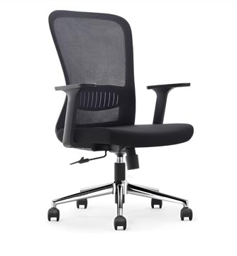 ergonomische bureaustoel, aluminium voetkruis, zwart, set van 2 stoelen